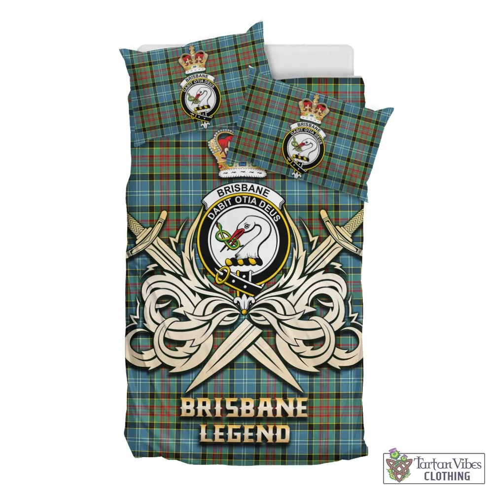 Brisbane Tartan Bedding Set with Clan Crest and the Golden Sword of Courageous Legacy