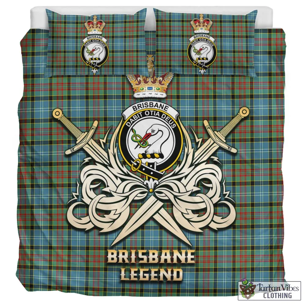 Brisbane Tartan Bedding Set with Clan Crest and the Golden Sword of Courageous Legacy