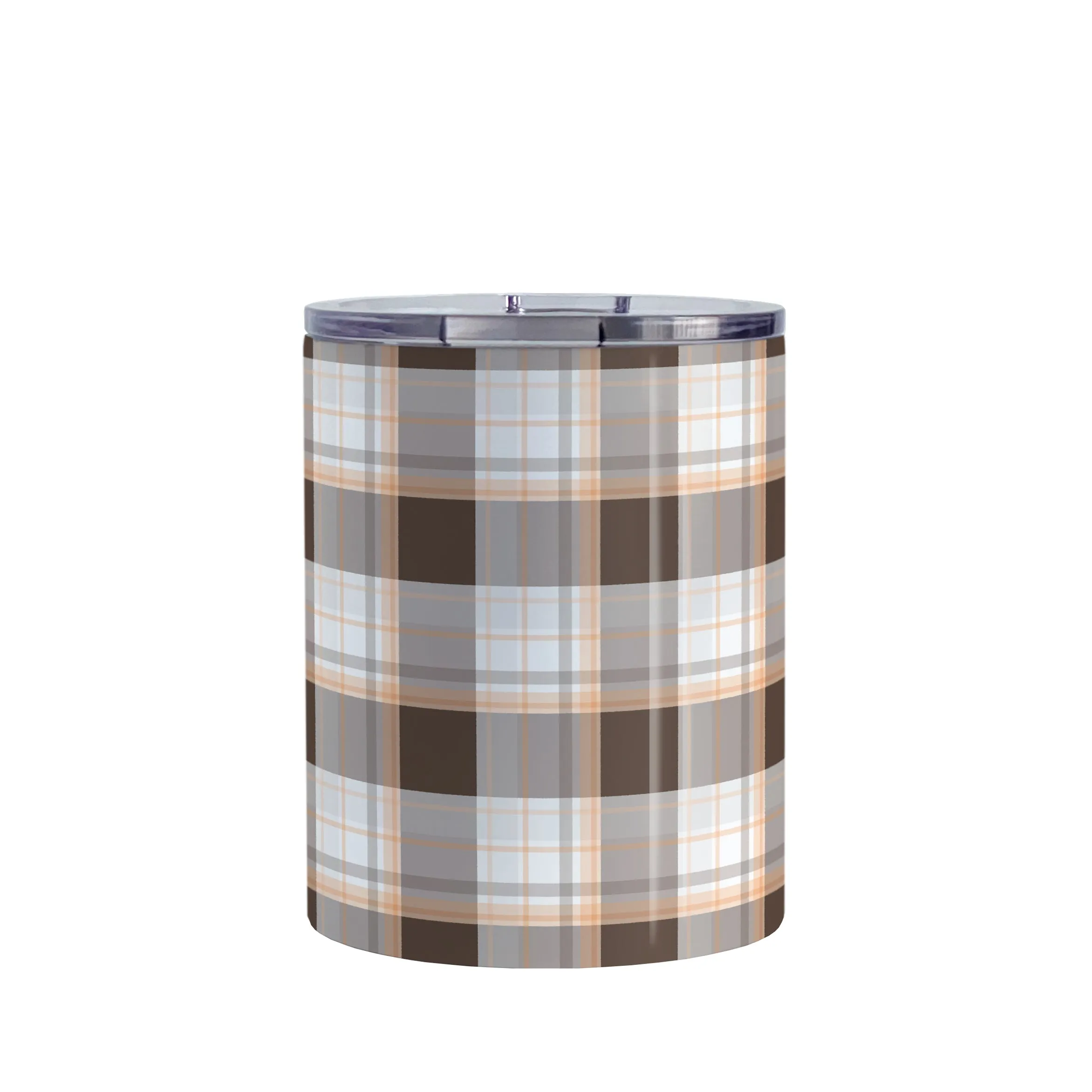 Brown Orange Plaid Tumbler Cup