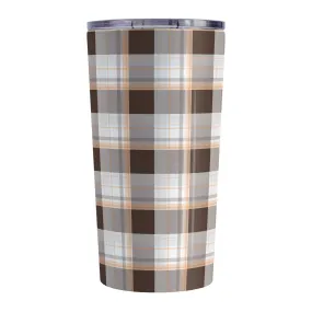 Brown Orange Plaid Tumbler Cup