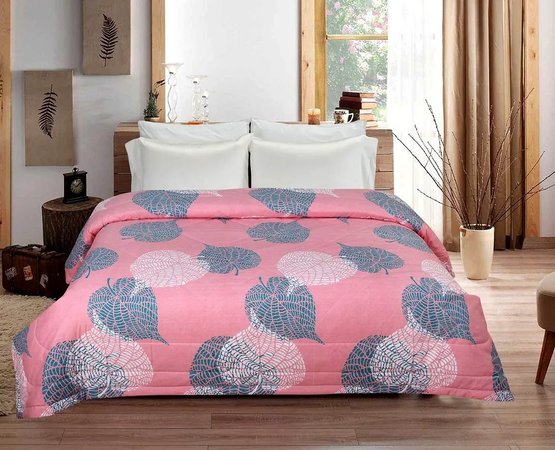 BSB HOME 220 GSM Microfiber Reversible AC Comforter/Blanket for Winter/Quilt/Duvets for Single Bed Size (152X240 cm, Pink,White & Blue)