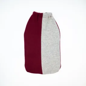 Burgundy Red and Pale Grey Cashmere Large Hot Water Bottle