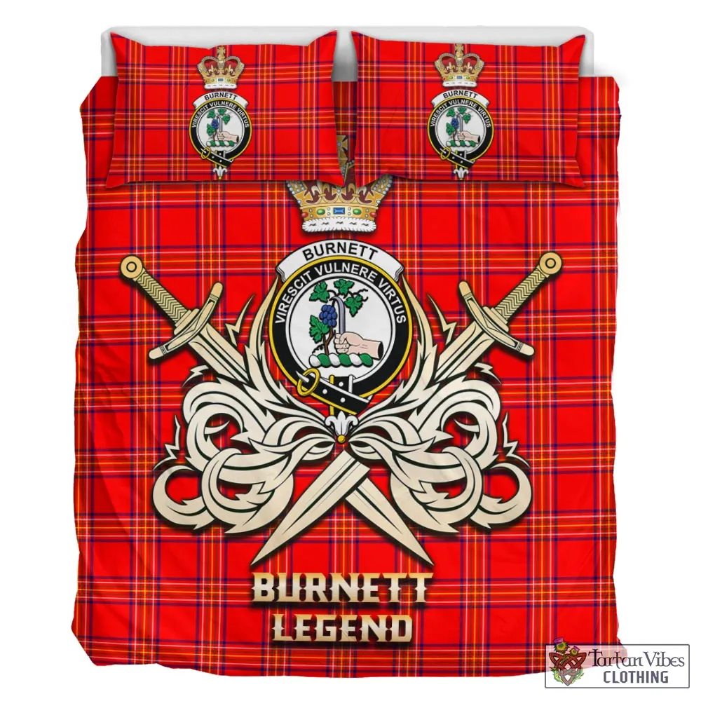 Burnett Modern Tartan Bedding Set with Clan Crest and the Golden Sword of Courageous Legacy