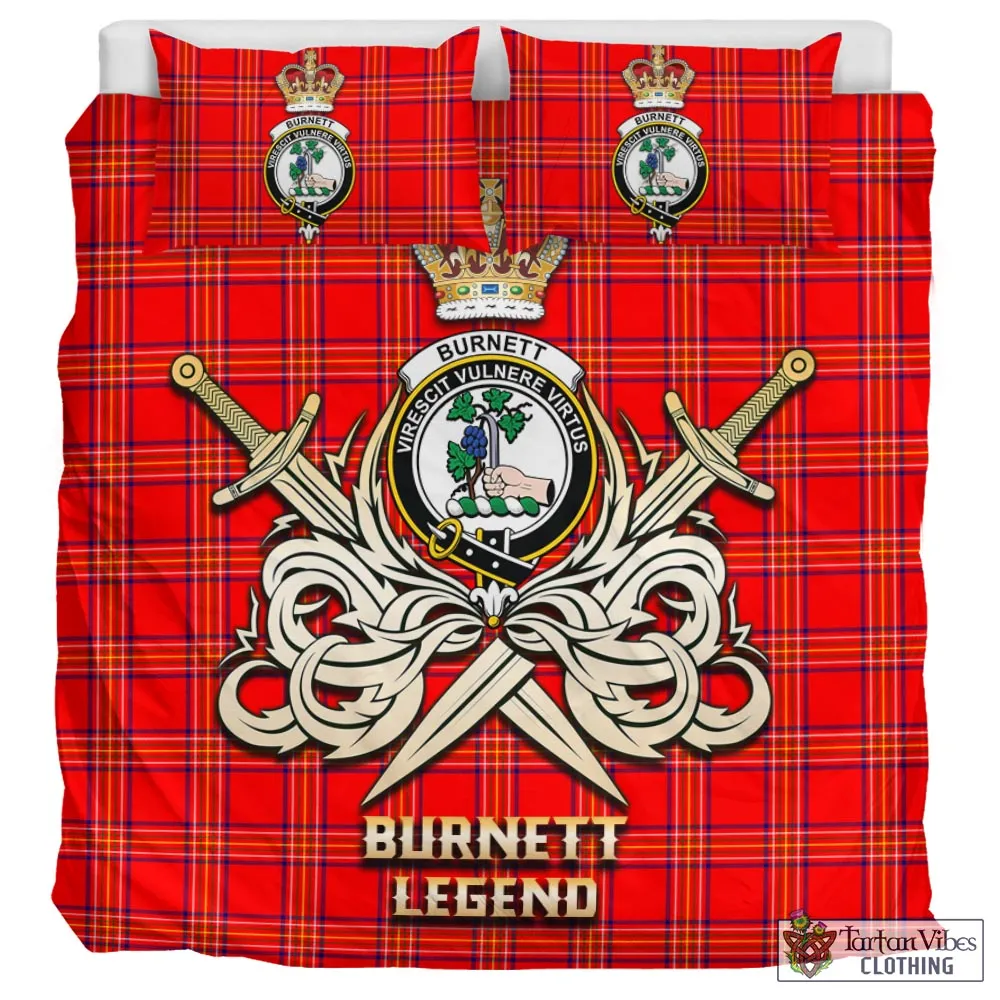 Burnett Modern Tartan Bedding Set with Clan Crest and the Golden Sword of Courageous Legacy