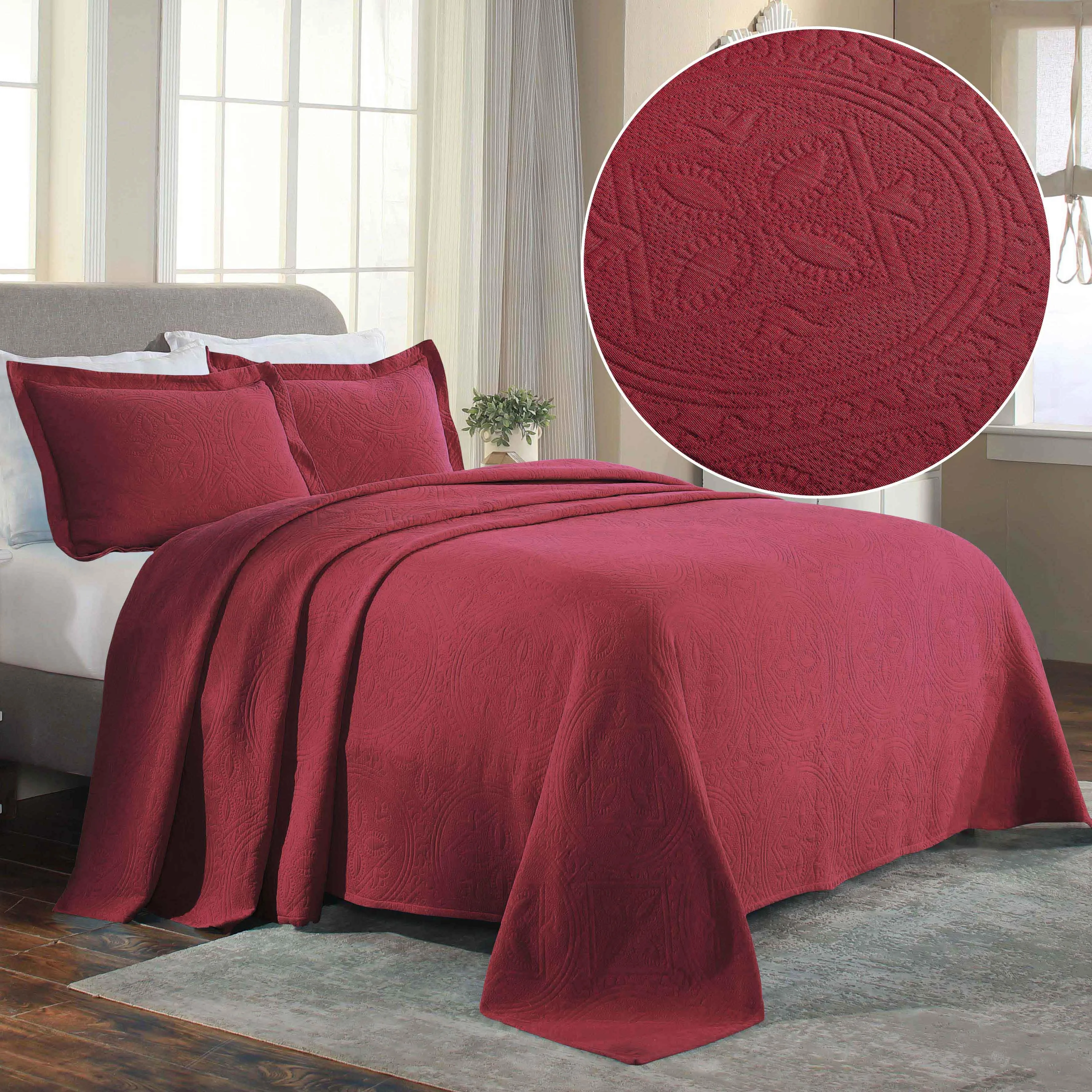 Celtic Circle Cotton Jacquard Matelasse Bedspread Set