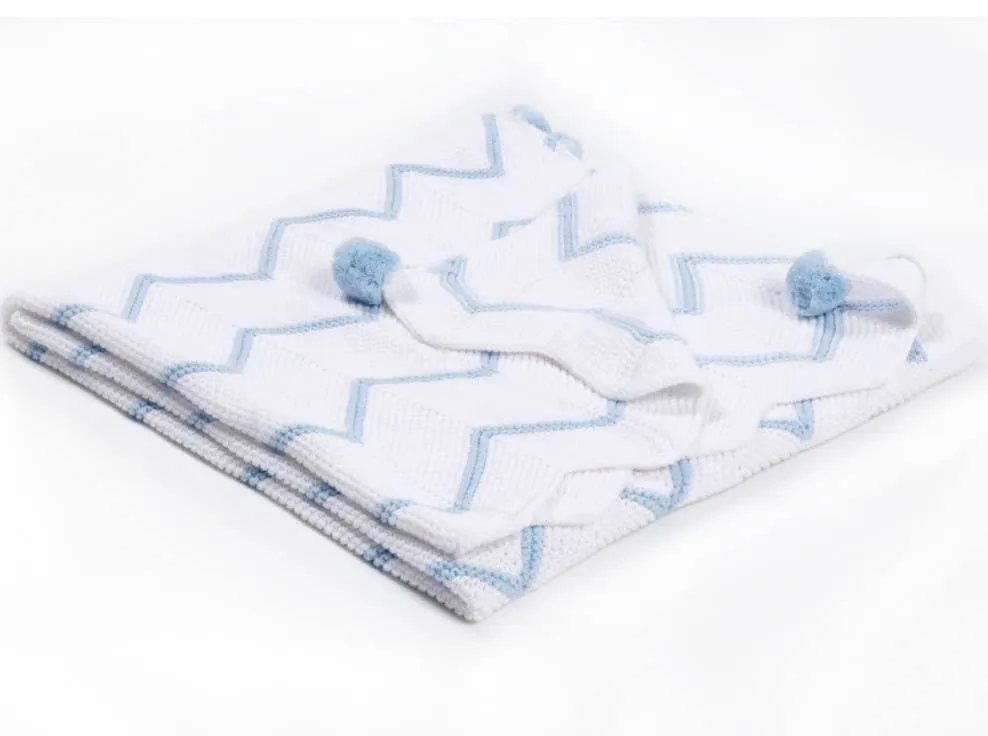 Chevron Stroller Quilt (BLUE) - Baby Quilt Blanket