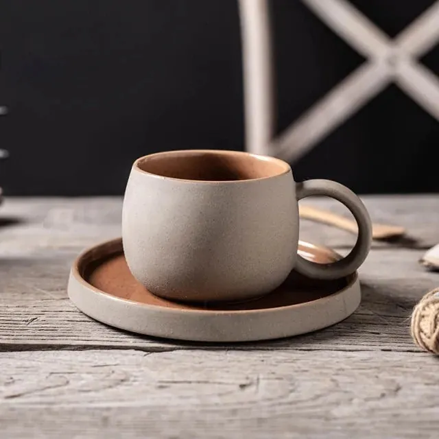 Coffee Mug with Saucer Ceramic