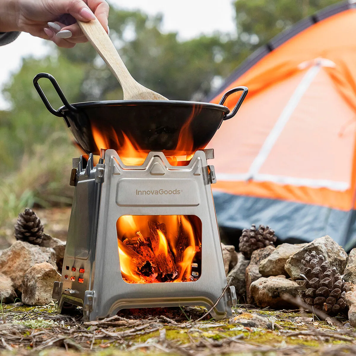 Collapsible Steel Camping Stove Flamet InnovaGoods