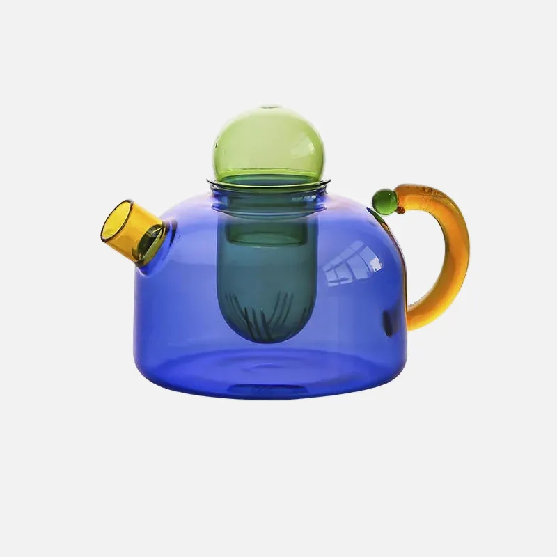 Color Bloom Glass Teapot & Cup Set