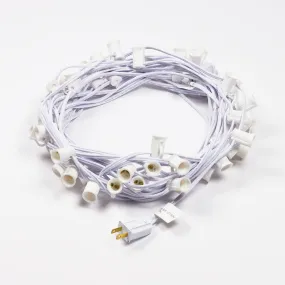 (Cord Only) 50 Socket Outdoor Patio DIY String Light, 51 FT White Stringer w/ E12 Base (No Bulbs)