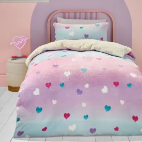 Cosy Ombre Heart Duvet Cover Set by Bedlam in Multi