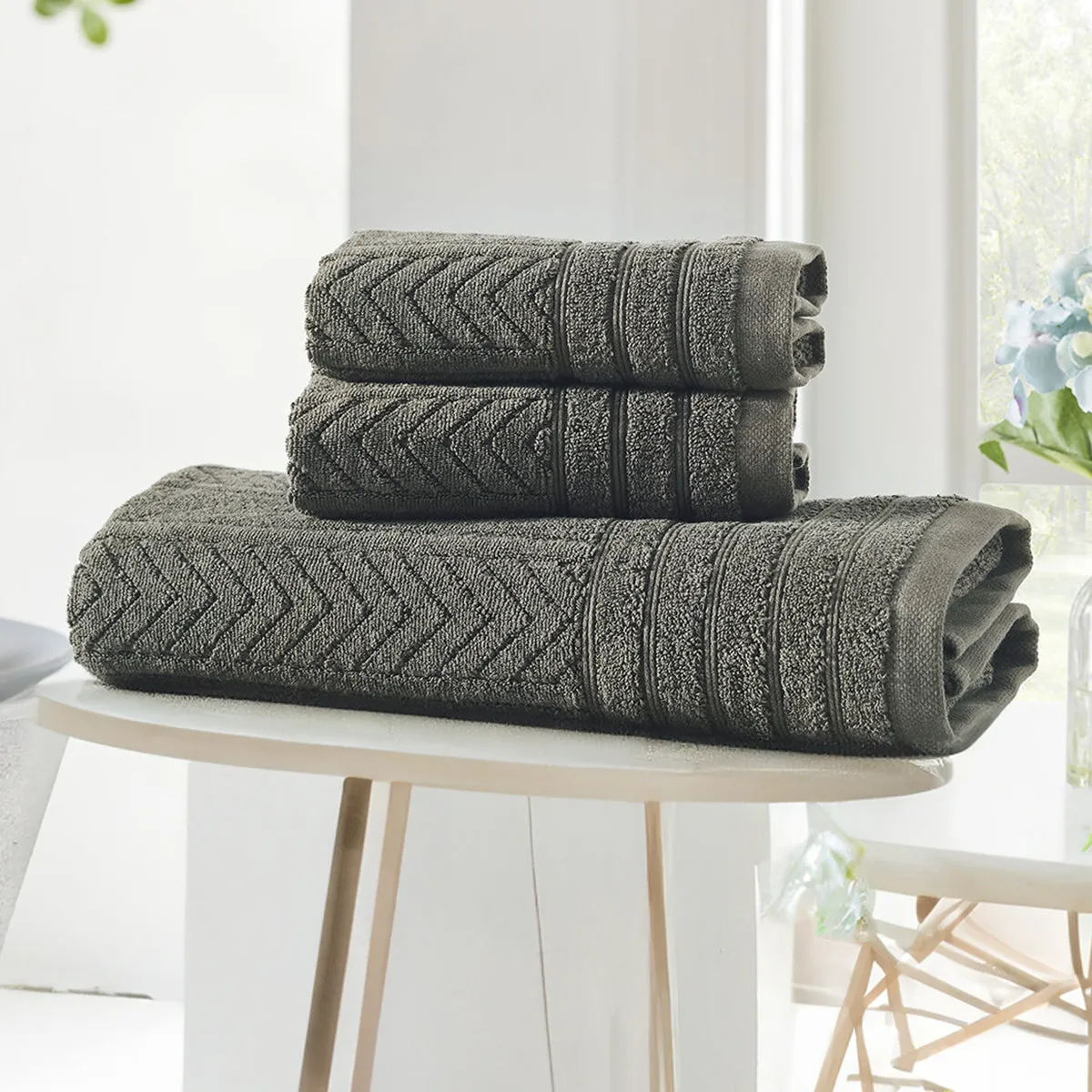 Cotton Bath Towel | Hand Towels | Green | Set of 3