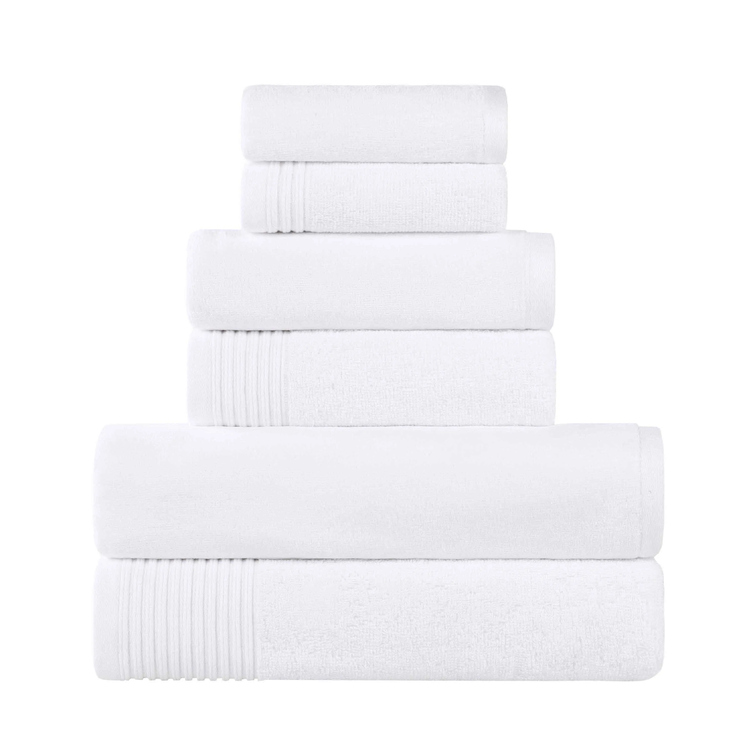 Cotton Marble and Solid Quick Dry 6 Piece Assorted Bathroom Towel Set