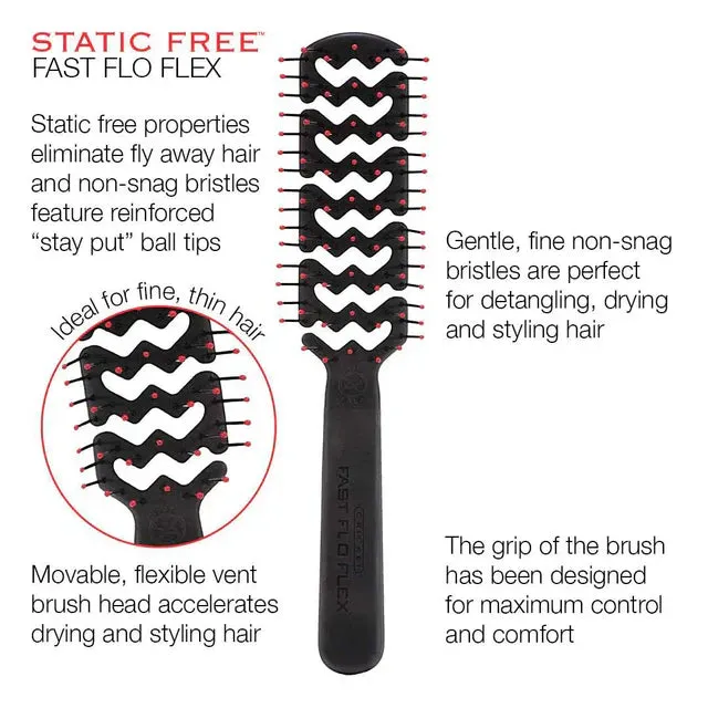 Cricket Static Free Fast Flo Vent Brush