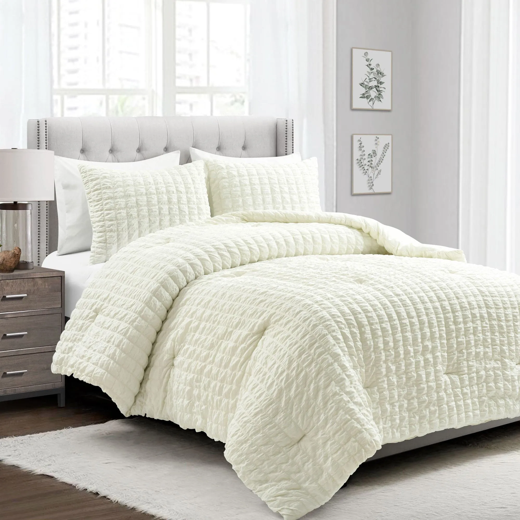 Crinkle Textured Dobby Comforter Set