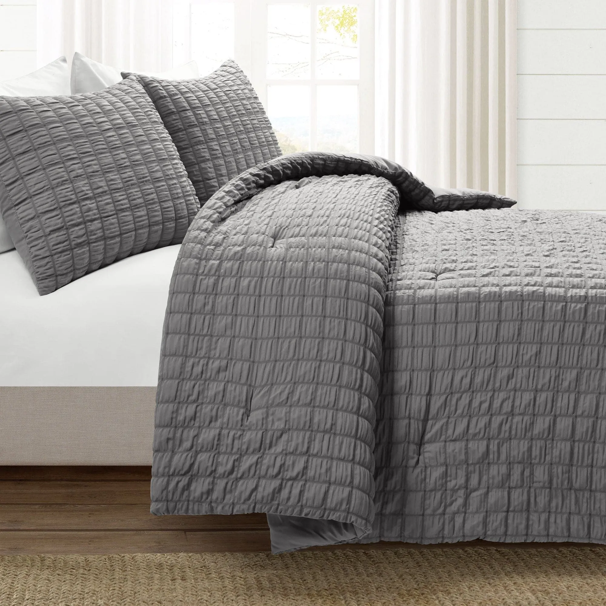 Crinkle Textured Dobby Comforter Set