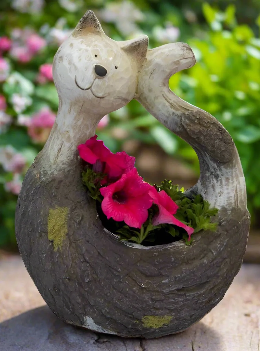 Curled Up Cat Planter