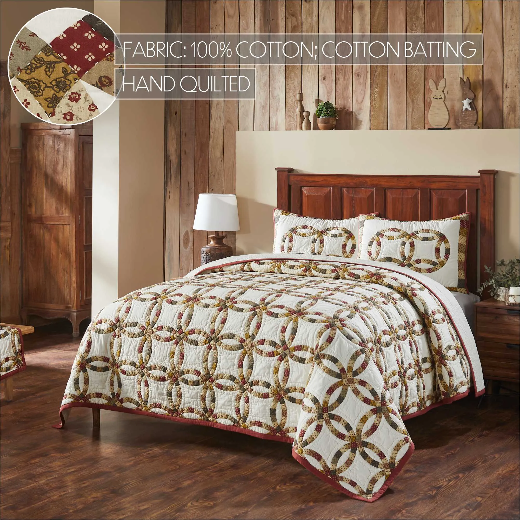 Custom House Wedding Rings Queen Quilt Set; 1-Quilt 94Wx94L w/2 Shams 21x27