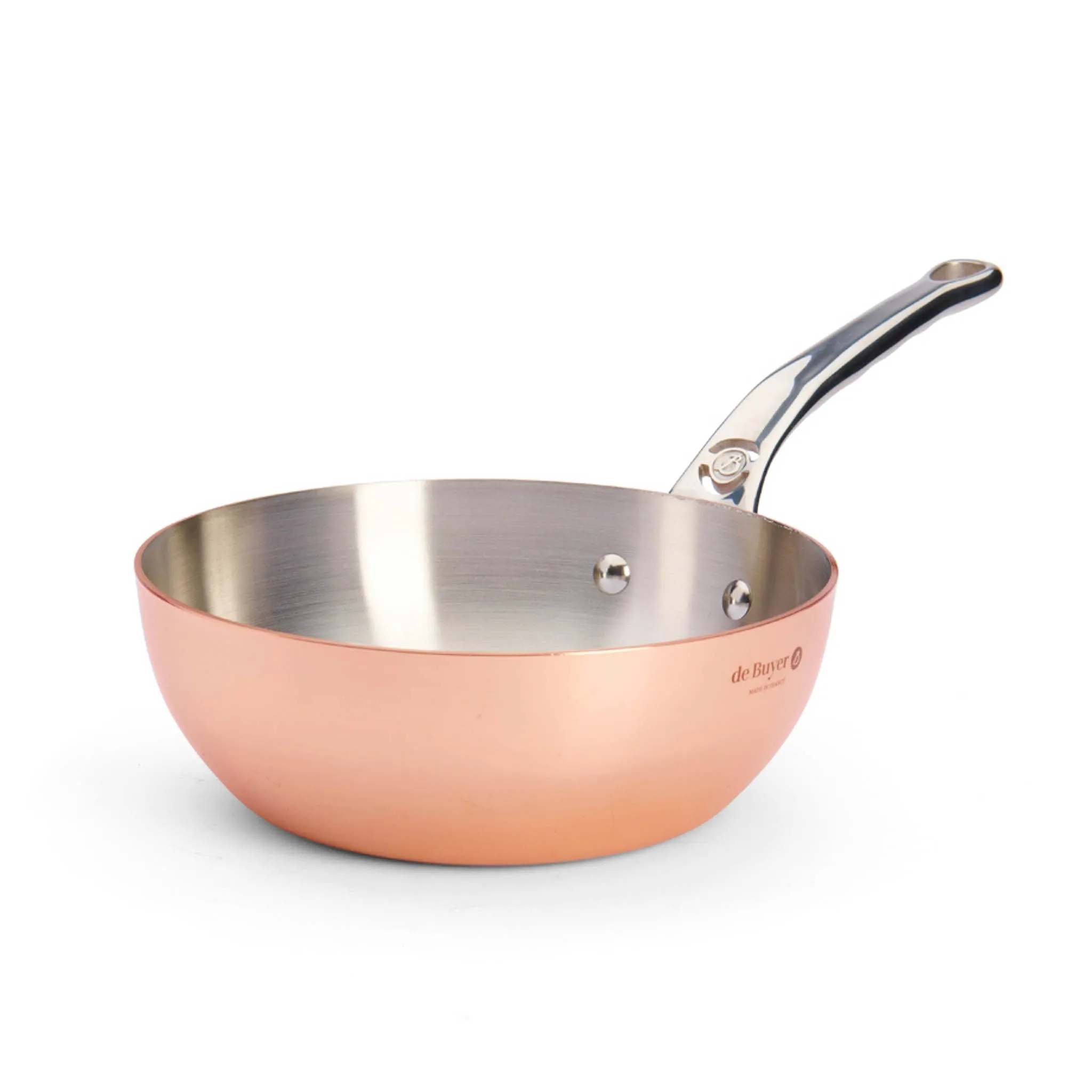 De Buyer Prima Matera Induction Copper Saucier with Stainless Steel Handle, 20cm