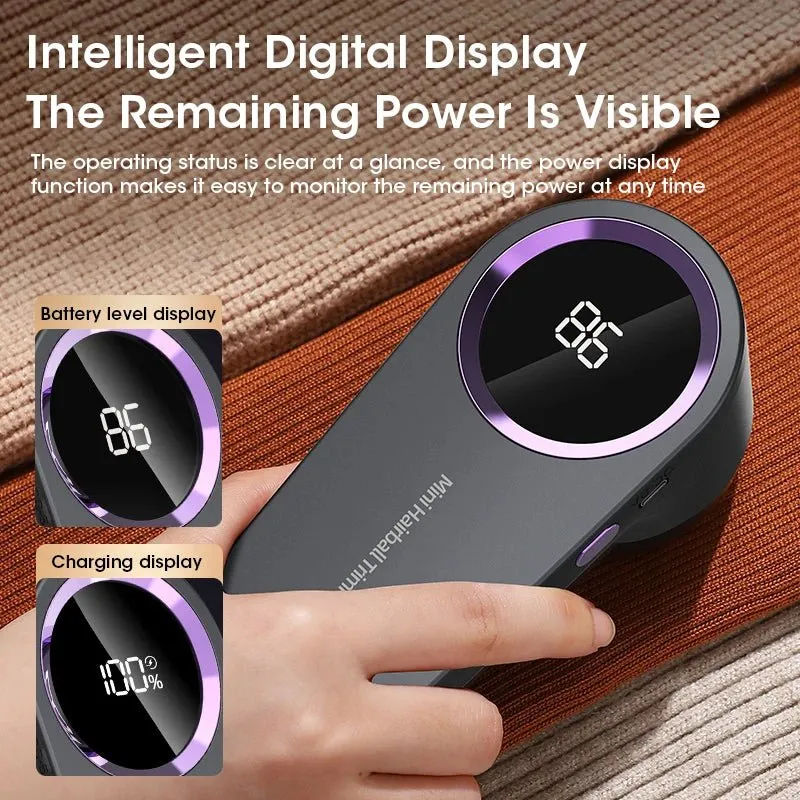 Digital Display Lint Remover - Electric Hairball Trimmer with LED Digital Display USB Charging Pellet Removes Lint From Clothes