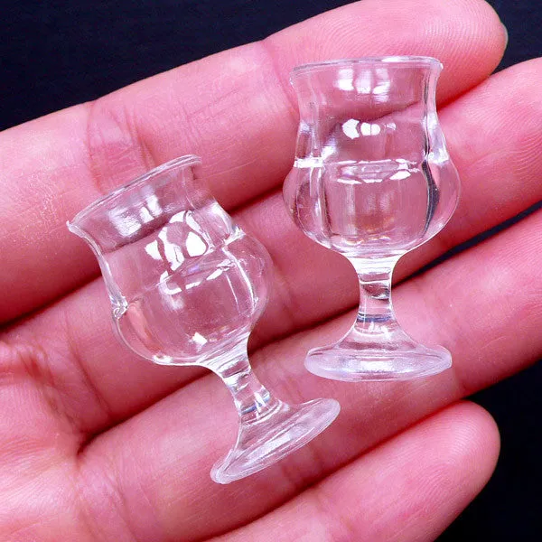 Dollhouse Madeira Wine Glass | Miniature Plastic Glassware | Doll House Craft | Miniature Drink Making | Kawaii Charm DIY (2pcs / 17mm x 28mm / Clear)