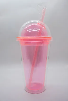 Dome Top Acrylic Water Bottle With Straw