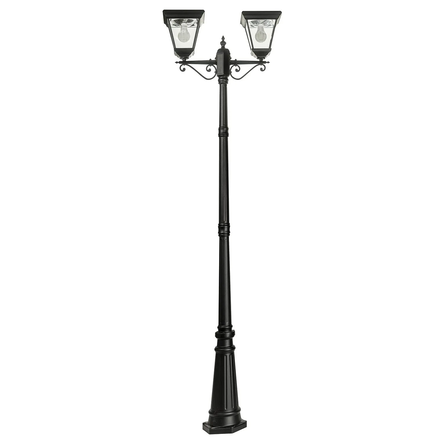 Double Head LED Post Light 12w IP44 in Black (Curved/Straight) Solar Lighting Direct