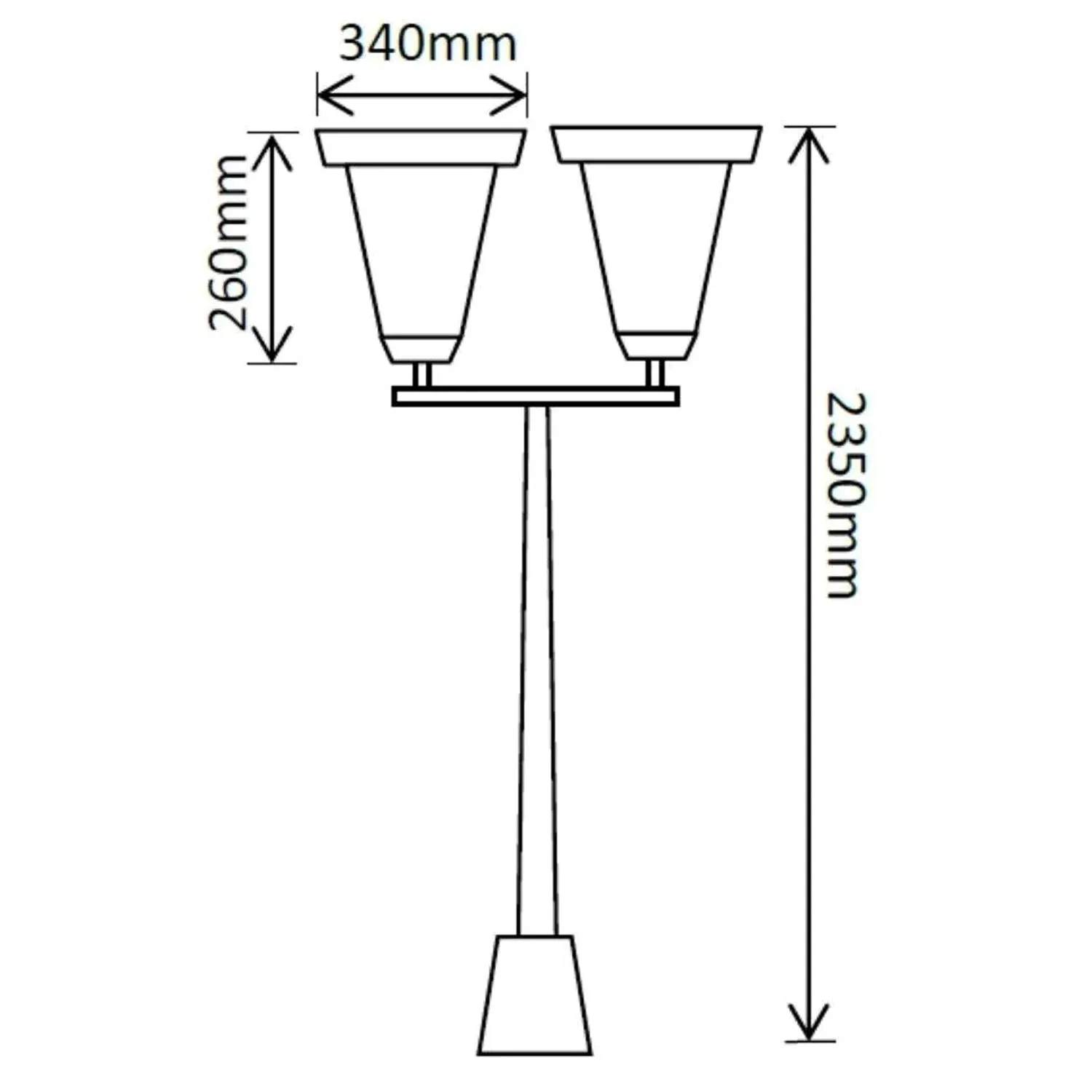 Double Head LED Post Light 12w IP44 in Black (Curved/Straight) Solar Lighting Direct