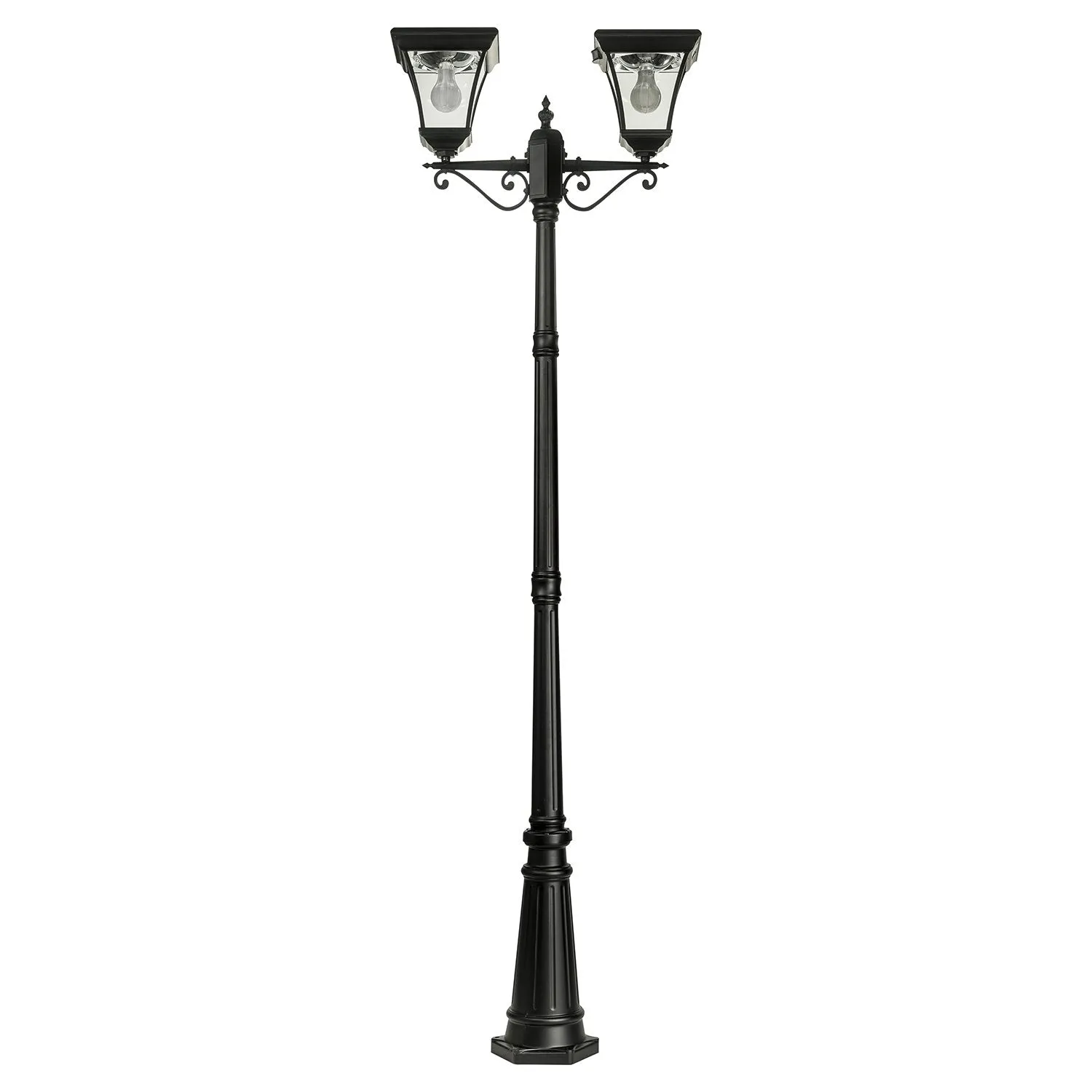 Double Head LED Post Light 12w IP44 in Black (Curved/Straight) Solar Lighting Direct