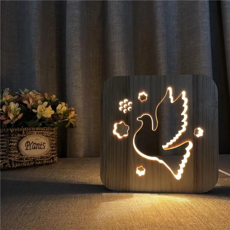 Dove Wooden Decorative Light