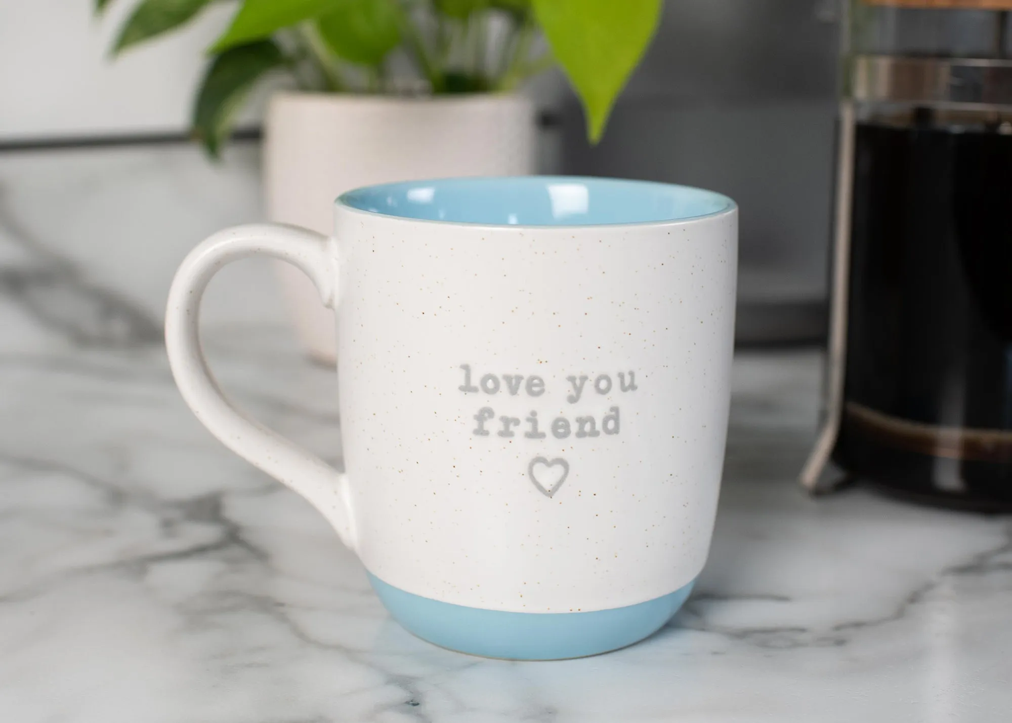 Elanze Designs Love You Friend Speckled Blue 13 ounce Ceramic Coffee Mug