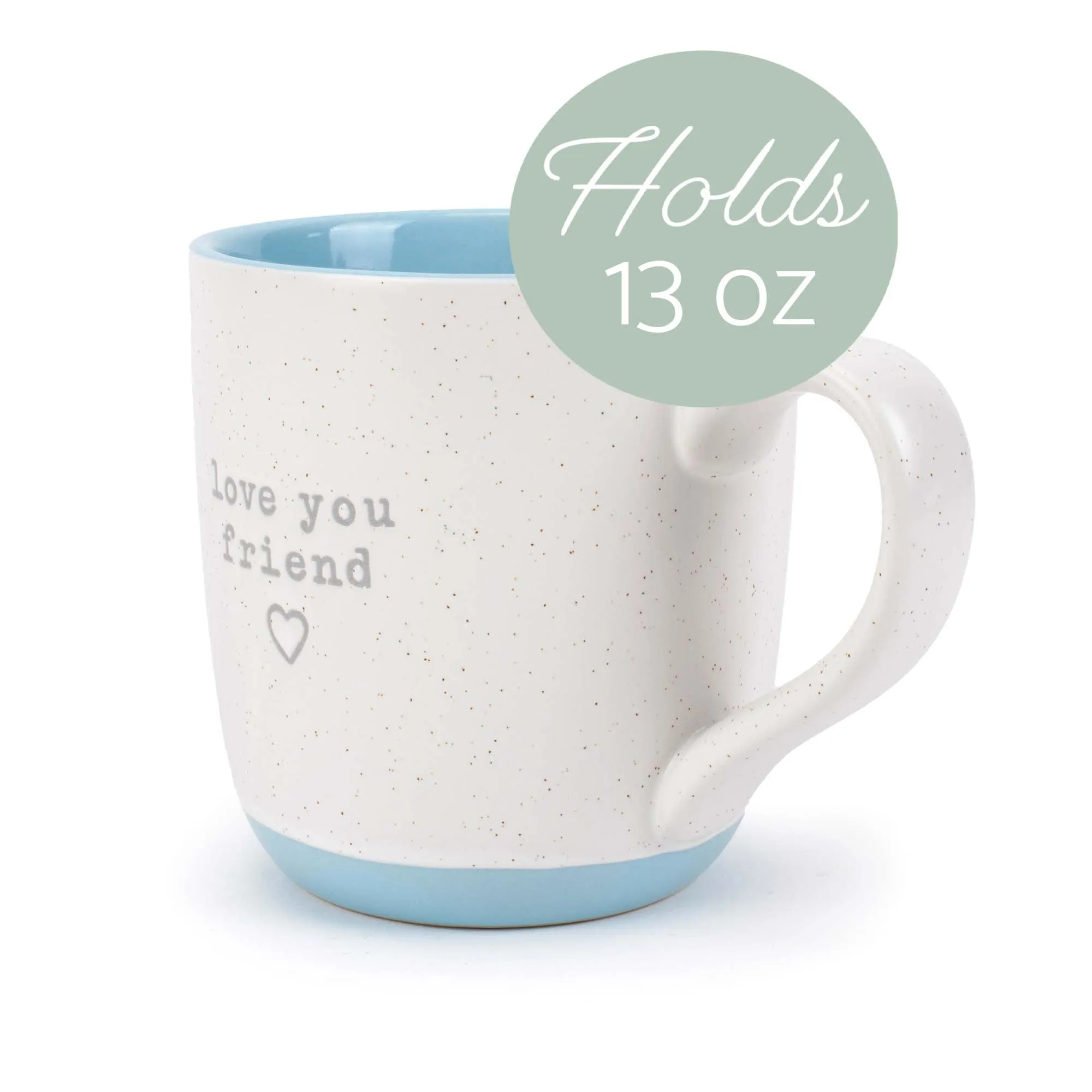 Elanze Designs Love You Friend Speckled Blue 13 ounce Ceramic Coffee Mug