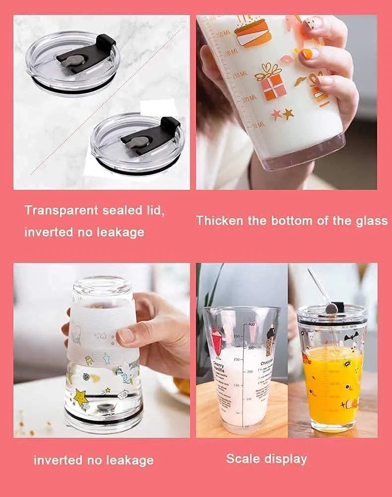 ELEGANT COLD COFFEE TUMBLER WITH LID AND STRAW 370ML