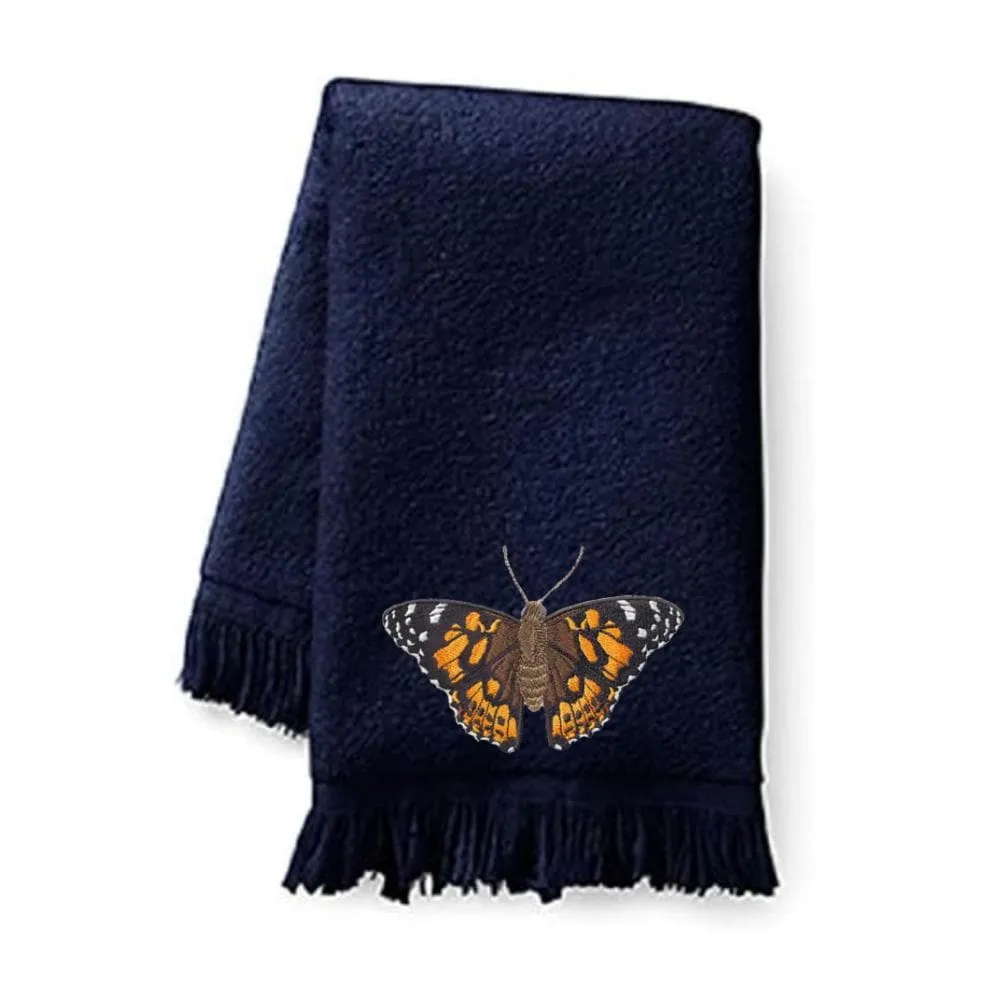 Embroidered Butterfly Fingertip Towel. Beautifully Detailed Butterflies on Cotton Fingertip Towel. Choice of Butterfly