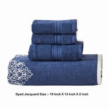 Eula Modern 6 Piece Cotton Towel Set, Stylish Damask Pattern, Deep Blue By Casagear Home