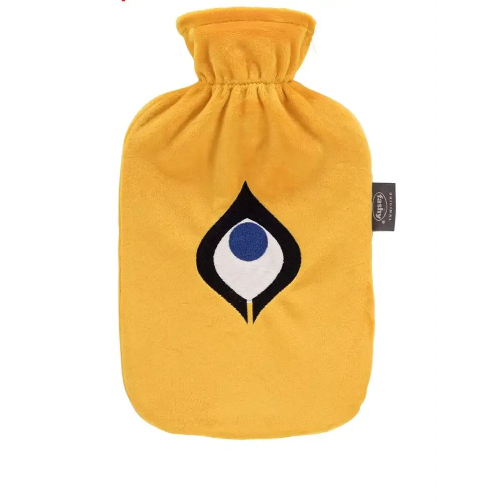 Fashy Hot Water Bottle With Removeable Cover Fun Yellow Retro Style