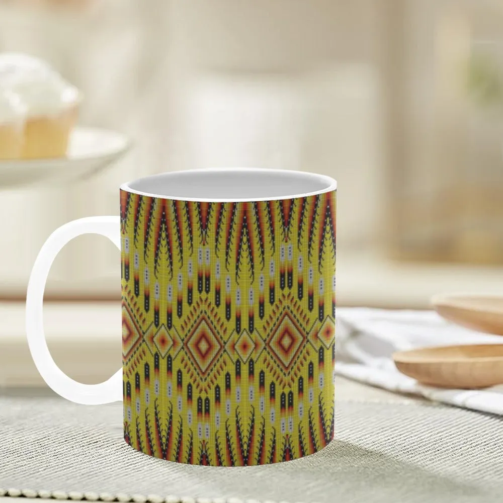 Fire Feather Yellow White Mug(11OZ)