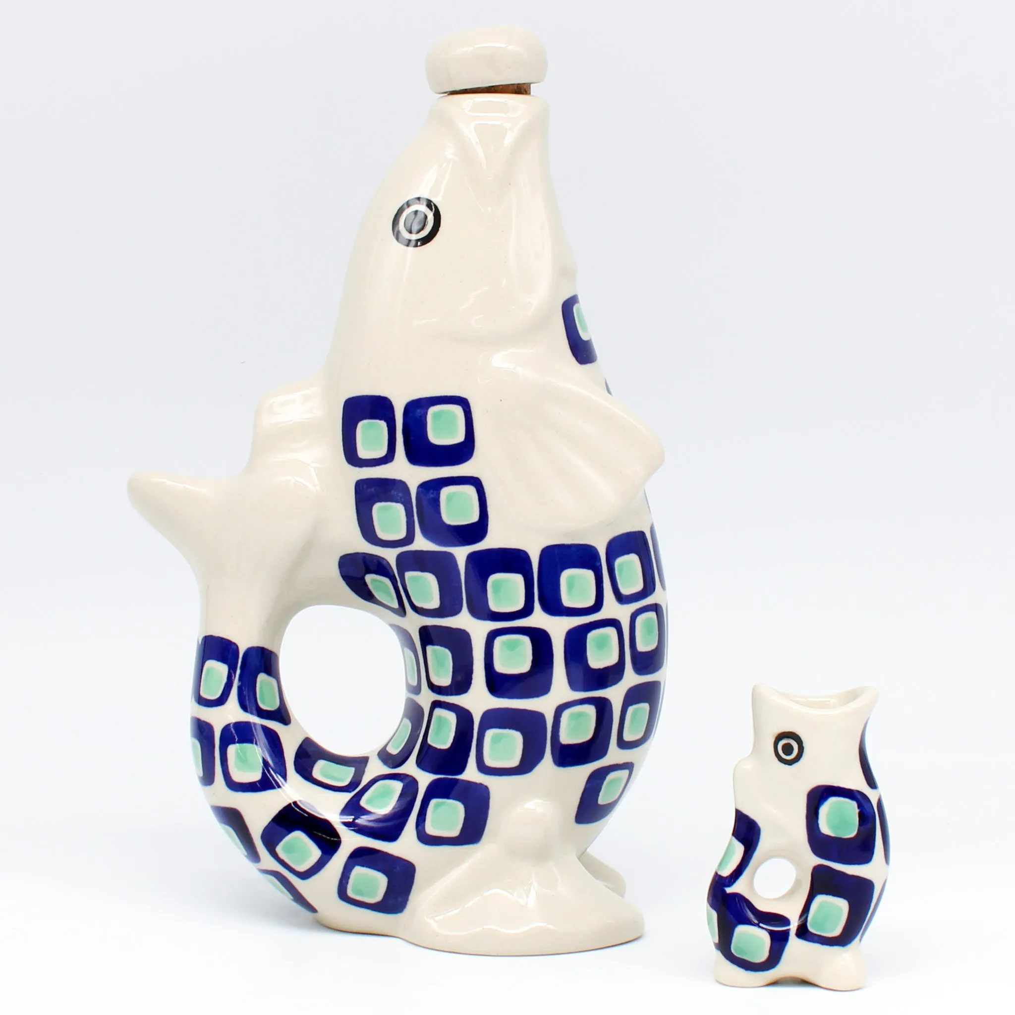 Fish Carafe in Green Squares