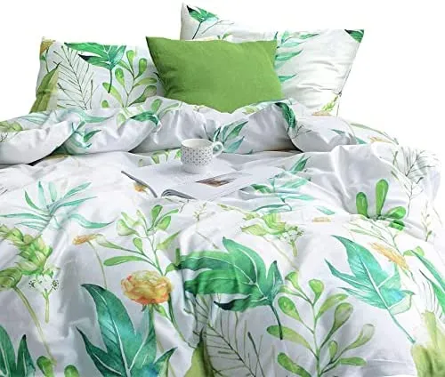 Floral Comforter Set, 100% Cotton Fabric with Soft Microfiber Fill Bedding