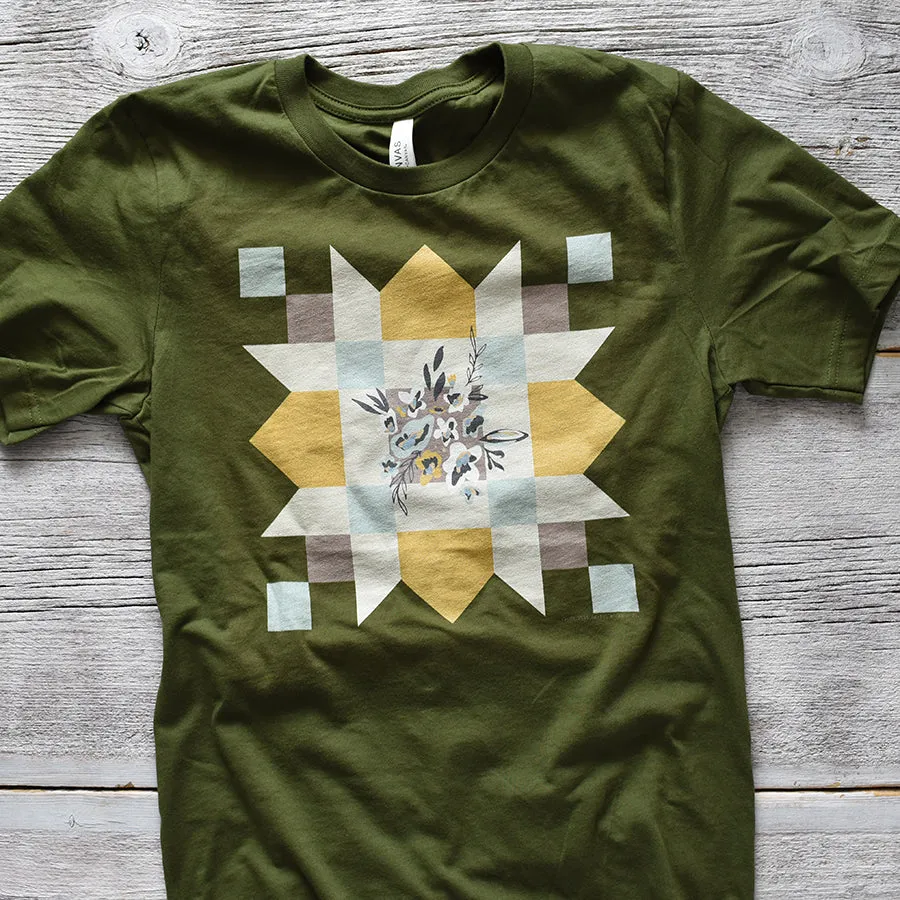 Floral Quilt Block Tee / T Shirt