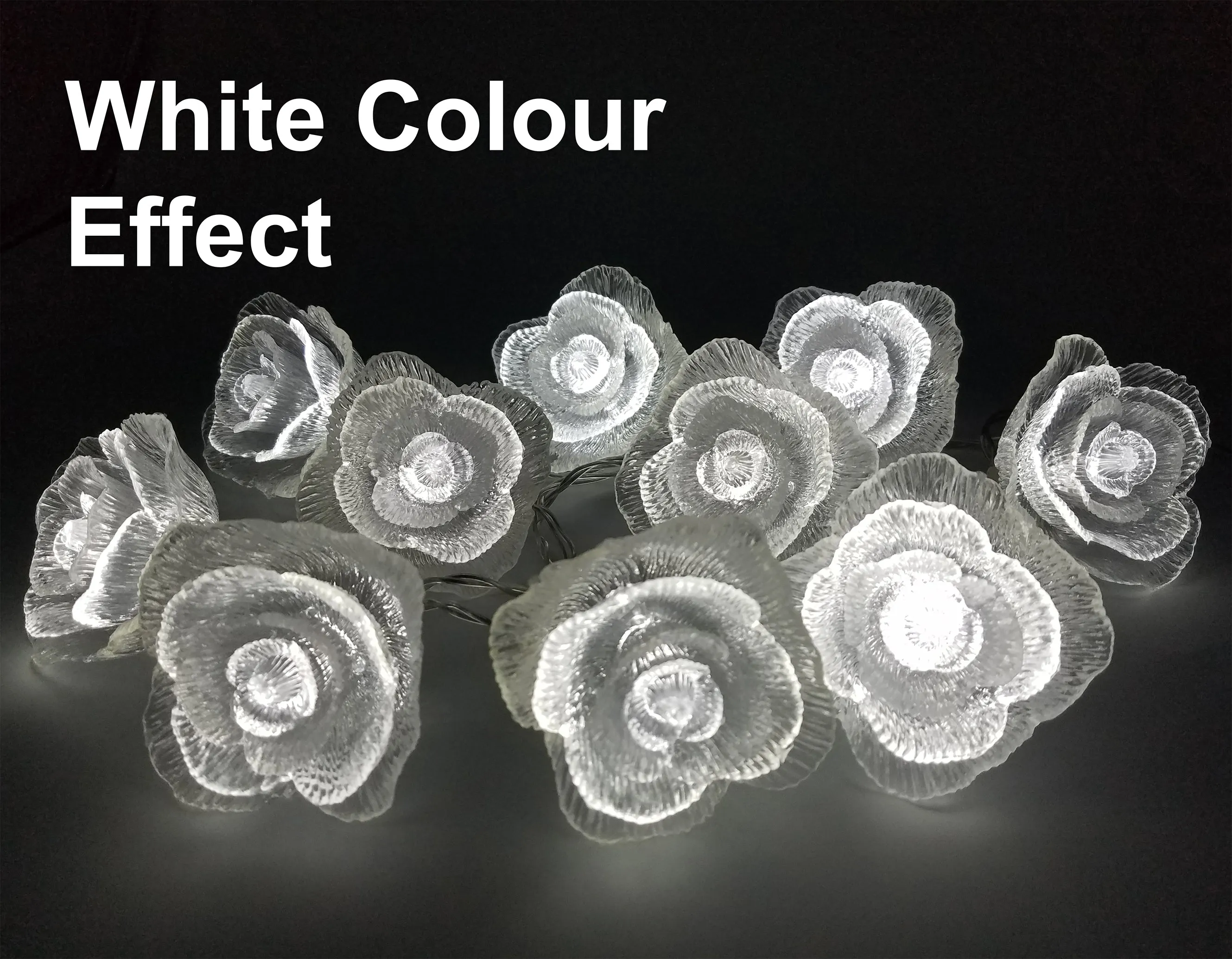 FluxTech - Fairy Rose Flower 10 x Dual Colour LED String Lights by JustLED – Multi-function Effect – Timer function - Battery Operated