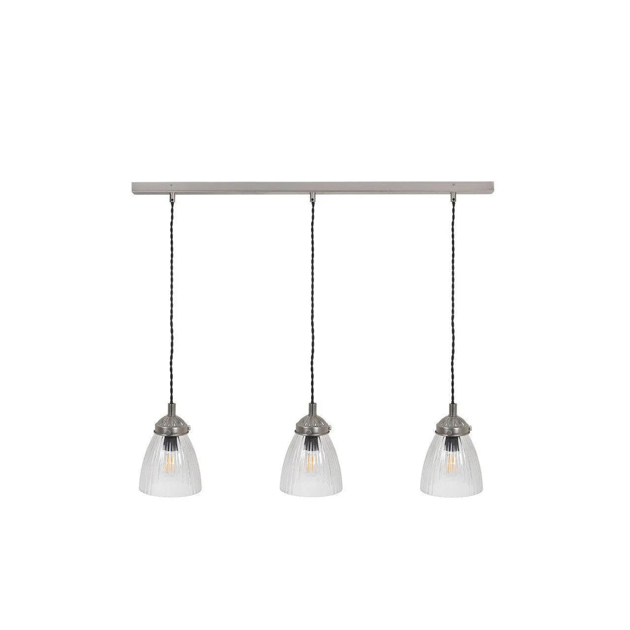 Fovant Glass Triple Pendant Light | Satin Nickel