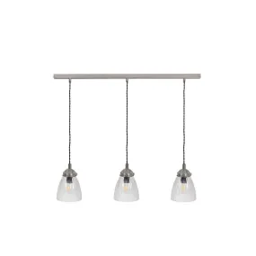 Fovant Glass Triple Pendant Light | Satin Nickel