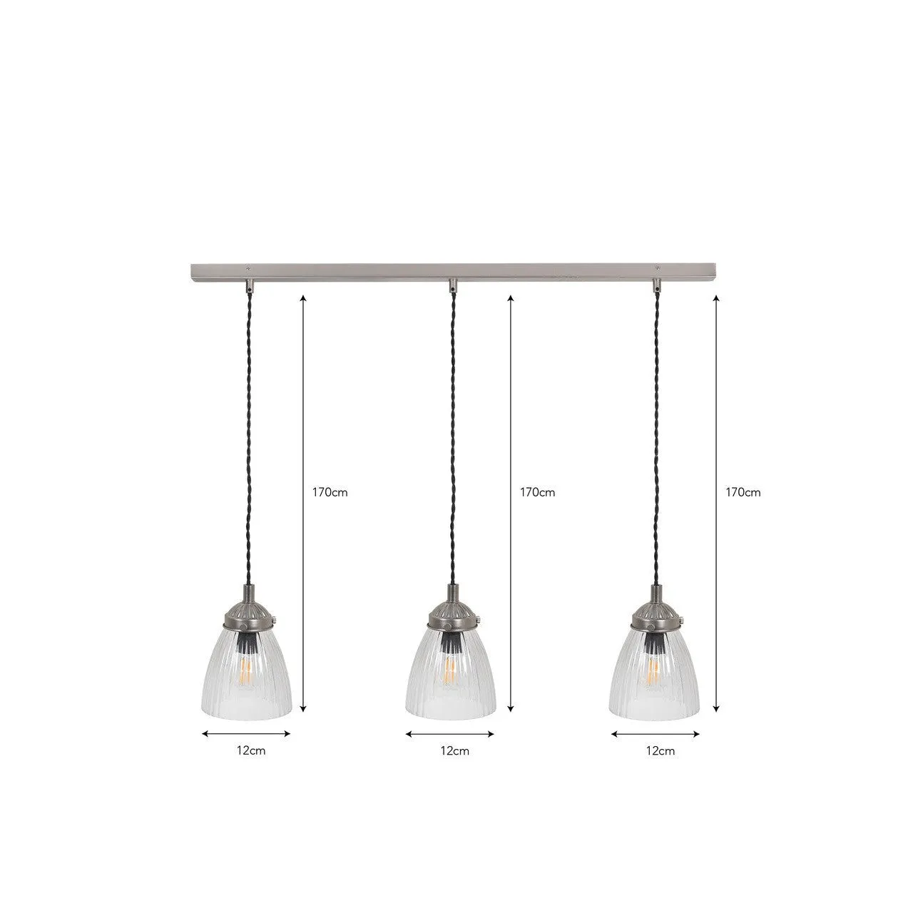 Fovant Glass Triple Pendant Light | Satin Nickel