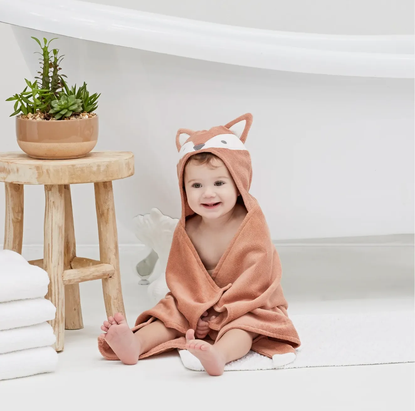 Fox Hooded Baby Bath Towel Wrap (0-24M)