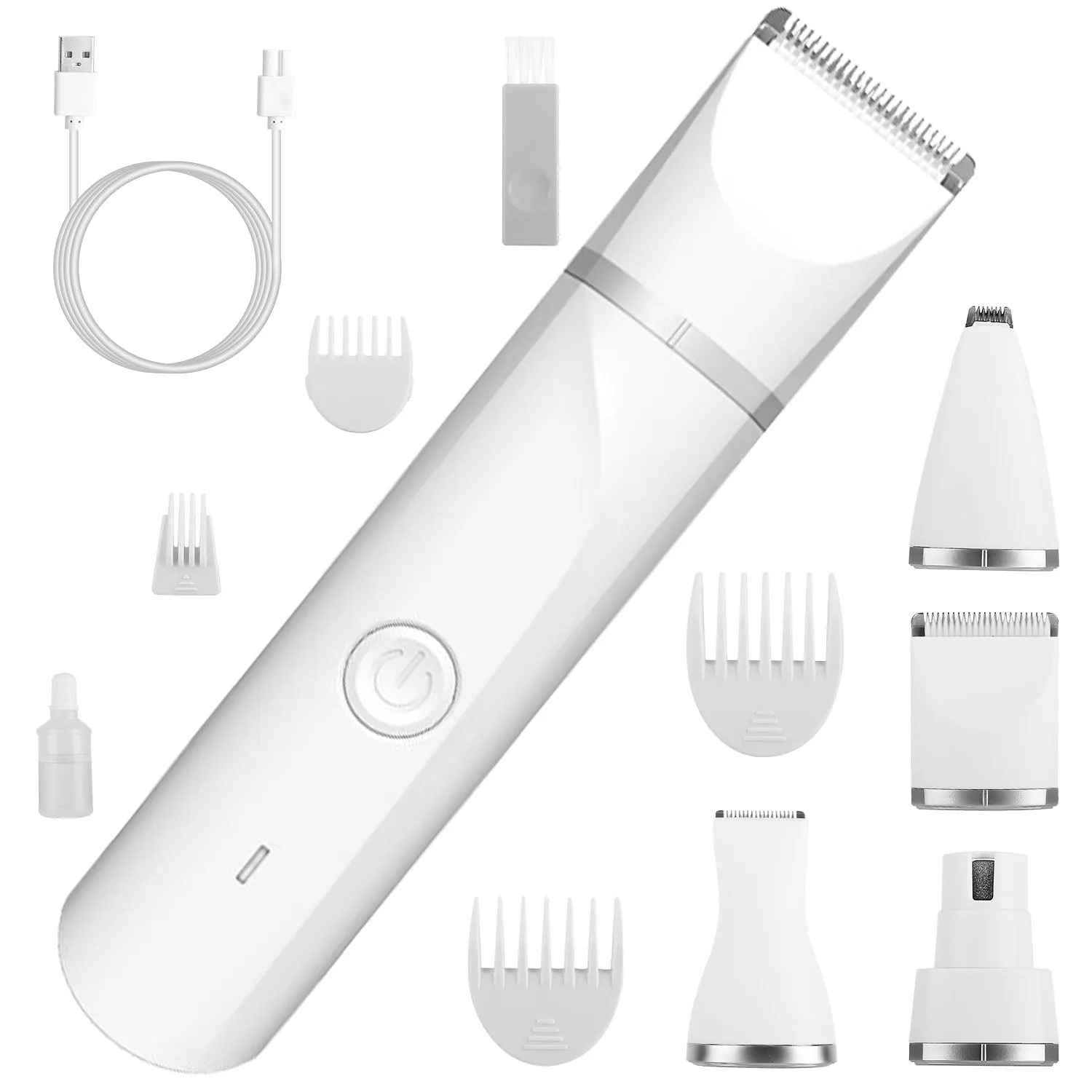 Fresh Fab Finds 4 In 1 Electric Pet Dog Cat Grooming Kit Cordless Rechargeable Pet Hair Trimmer Shaver Set Low Noise Nail Grinder with 4 Guide Combs