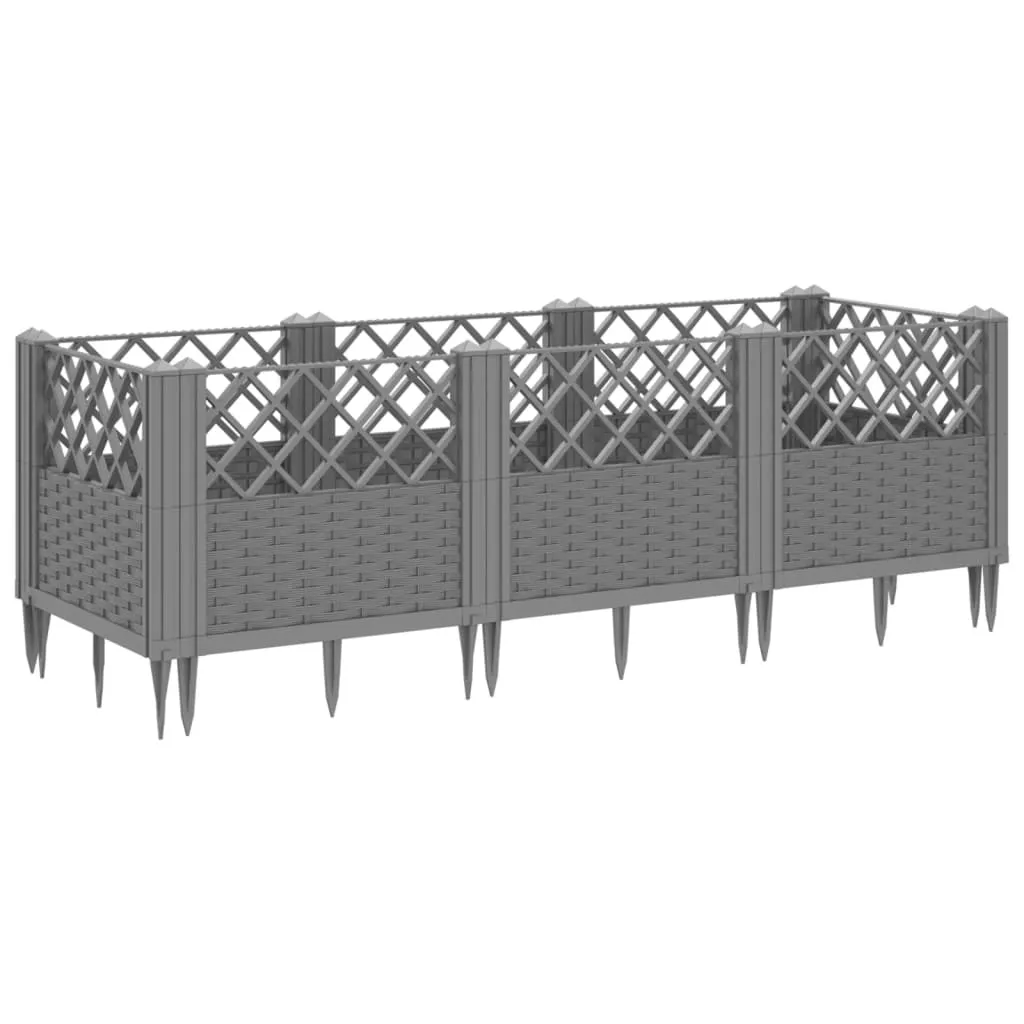 Garden Planter with Pegs Light Grey 123.5x43.5x43.5 cm PP