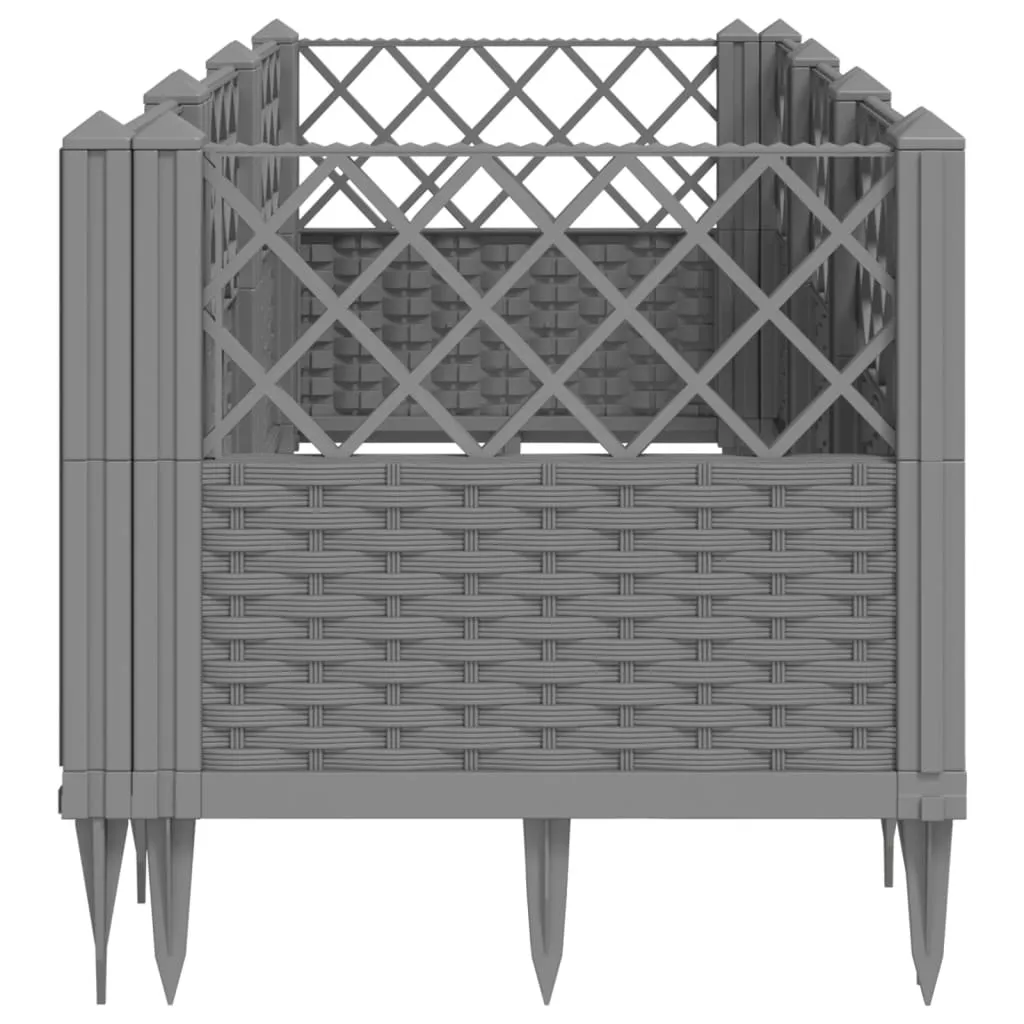 Garden Planter with Pegs Light Grey 123.5x43.5x43.5 cm PP