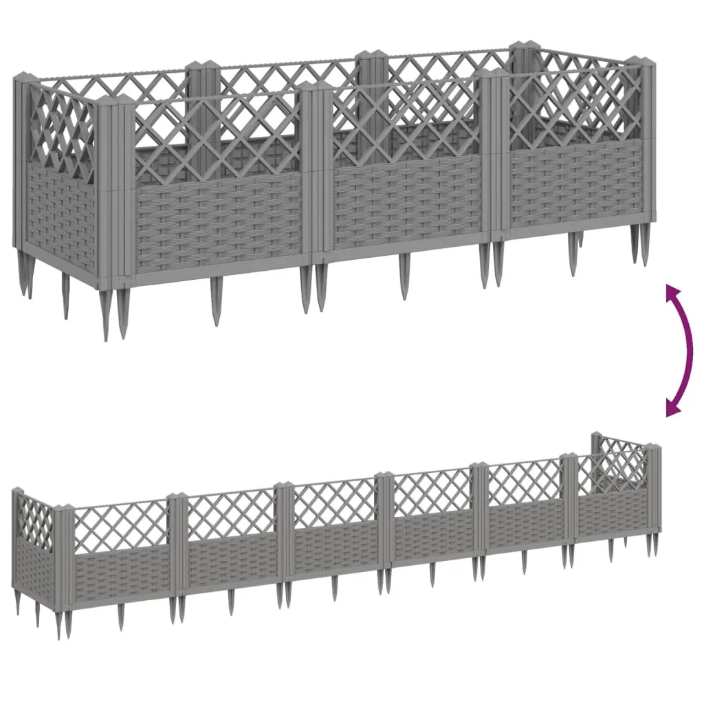 Garden Planter with Pegs Light Grey 123.5x43.5x43.5 cm PP