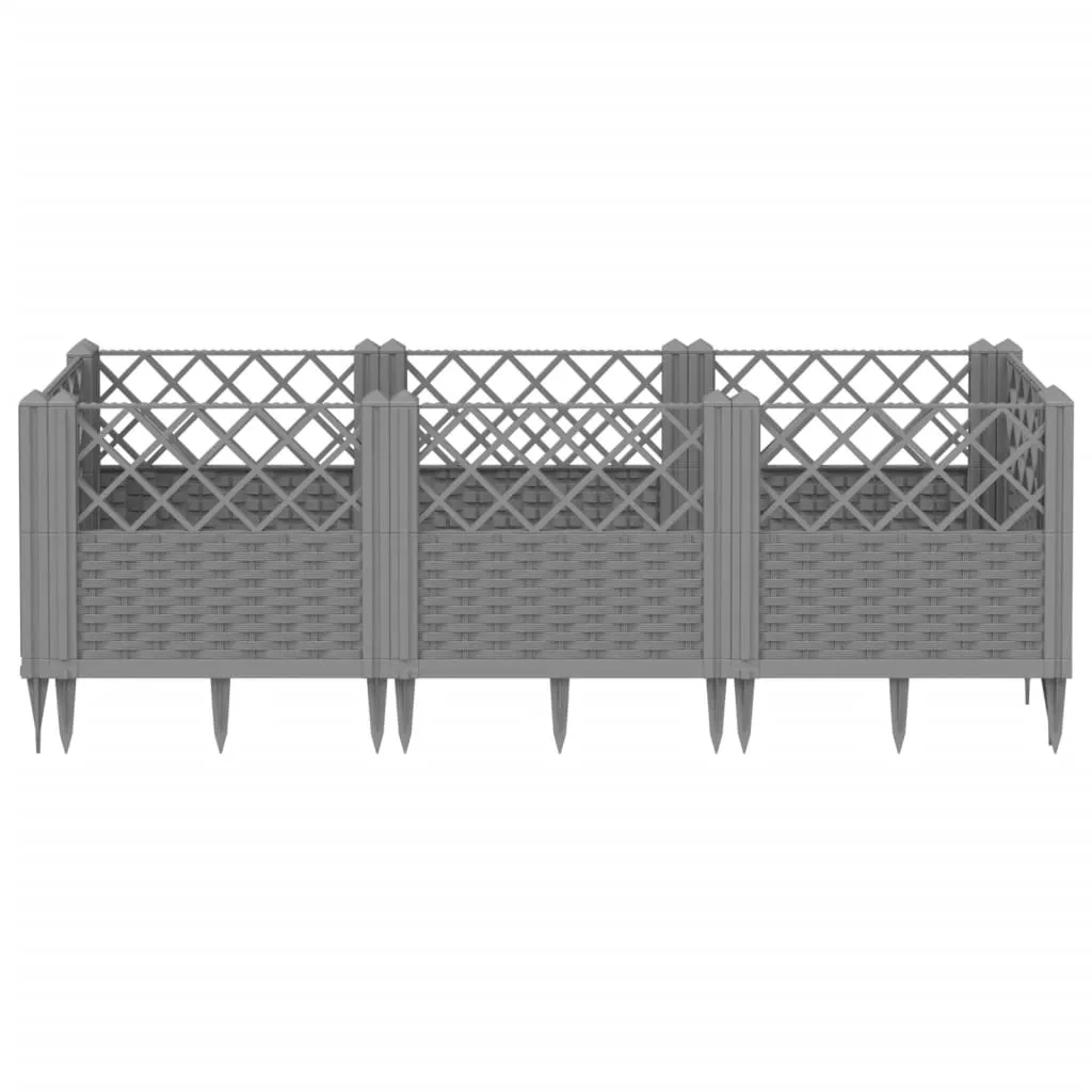 Garden Planter with Pegs Light Grey 123.5x43.5x43.5 cm PP